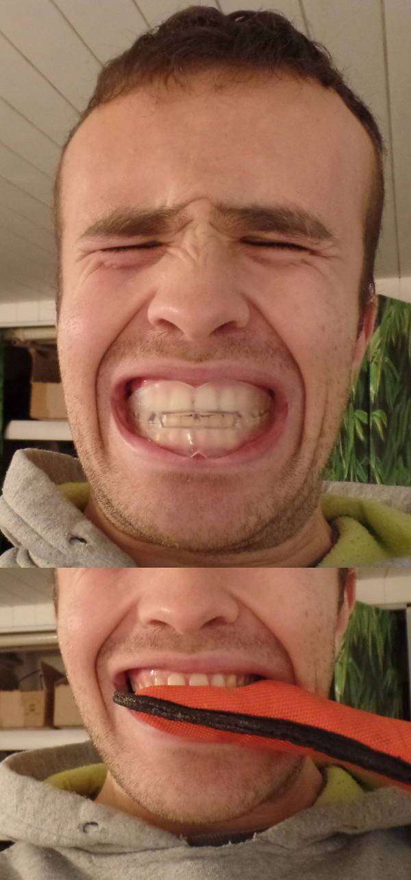 Renforcer ses dents en serrant un objet dur avec ses dents